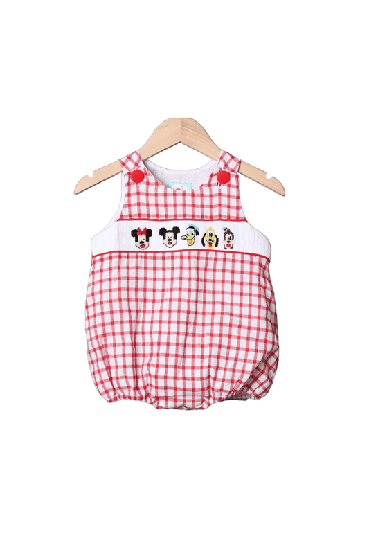 The Smocked Flamingo Apparel & Accessories Smocked Mouse and Friends Red Windowpane Bubble