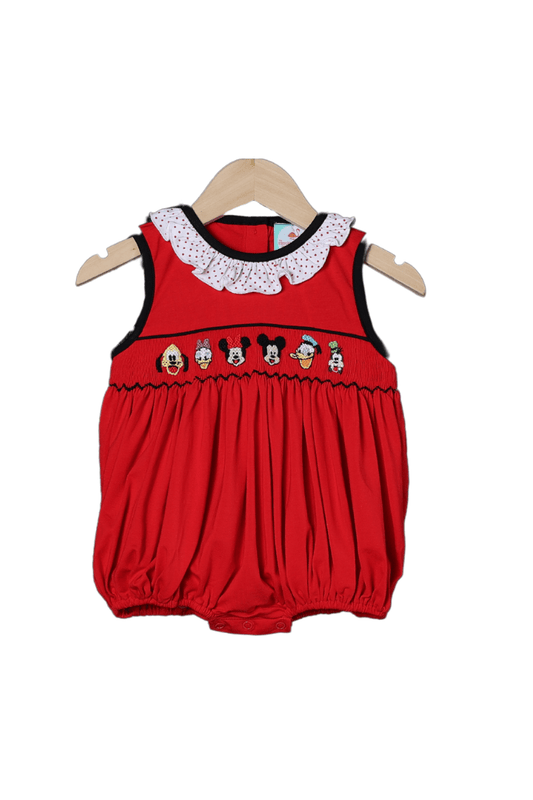 The Smocked Flamingo Apparel & Accessories Smocked Mouse Gang Red Knit Ruffle Bubble