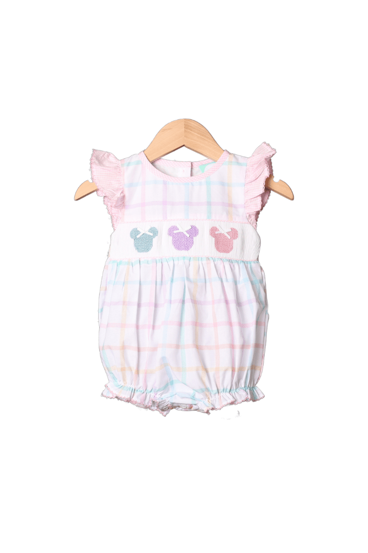 The Smocked Flamingo Apparel & Accessories Smocked Mouse Pastel Plaid Bubble