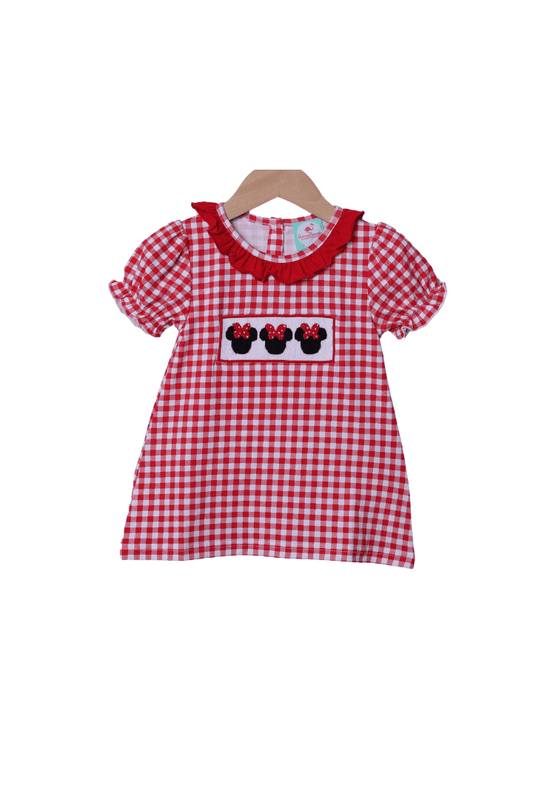 The Smocked Flamingo Apparel & Accessories Smocked Mouse Red Gingham Dress
