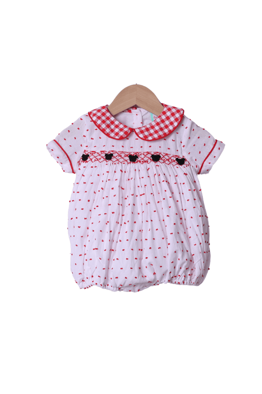 The Smocked Flamingo Apparel & Accessories Smocked Mouse Red Gingham Swiss Dot Boys Bubble