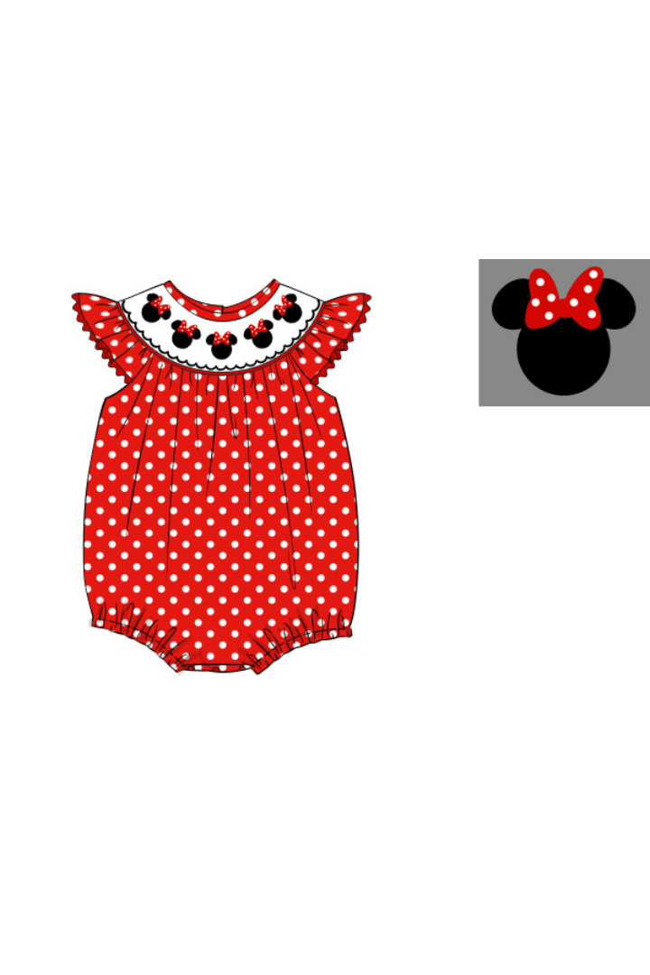 The Smocked Flamingo Apparel & Accessories Smocked Mouse Red Polka Dot Bubble