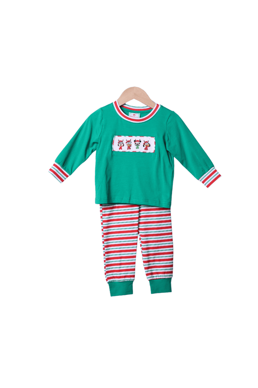 The Smocked Flamingo Apparel & Accessories Smocked Mouse Reindeer Friends Jogger Set