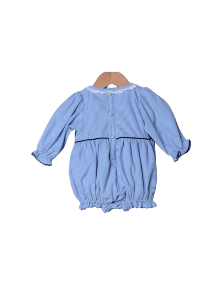 The Smocked Flamingo Apparel & Accessories Smocked Nativity Blue Corduroy Bubble