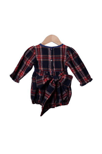 The Smocked Flamingo Apparel & Accessories Smocked Nativity Tartan Bow Bubble