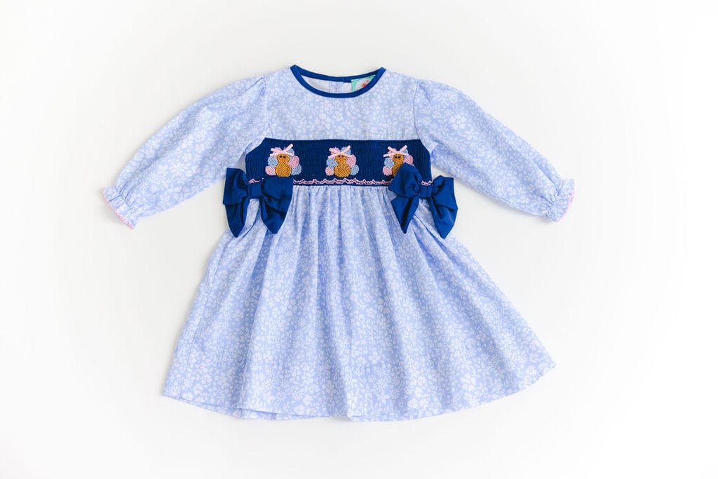 The Smocked Flamingo Apparel & Accessories Smocked Navy Blue Floral Turkey Dress