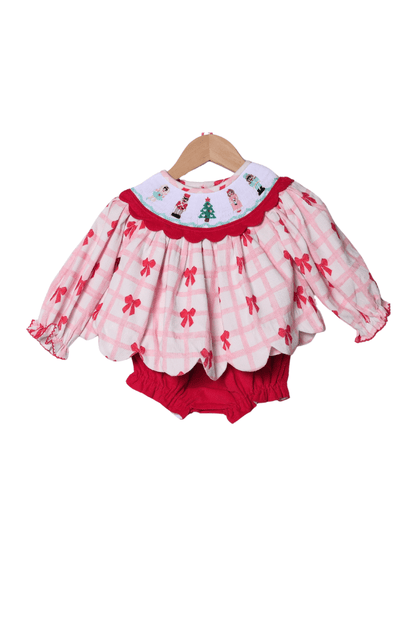 The Smocked Flamingo Apparel & Accessories Smocked Nutcracker Ballet Pink Corduroy Bloomer Set
