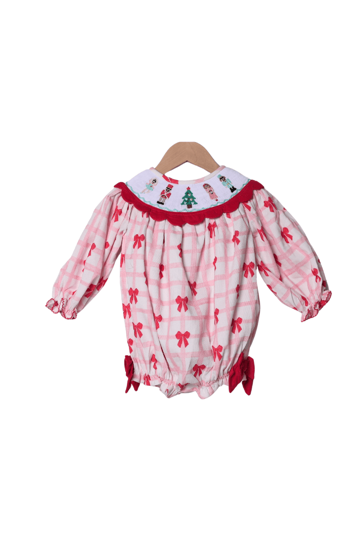 The Smocked Flamingo Apparel & Accessories Smocked Nutcracker Ballet Pink Corduroy Bubble