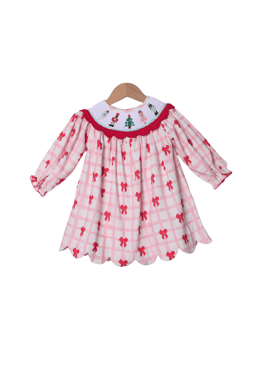 The Smocked Flamingo Apparel & Accessories Smocked Nutcracker Ballet Pink Corduroy Dress