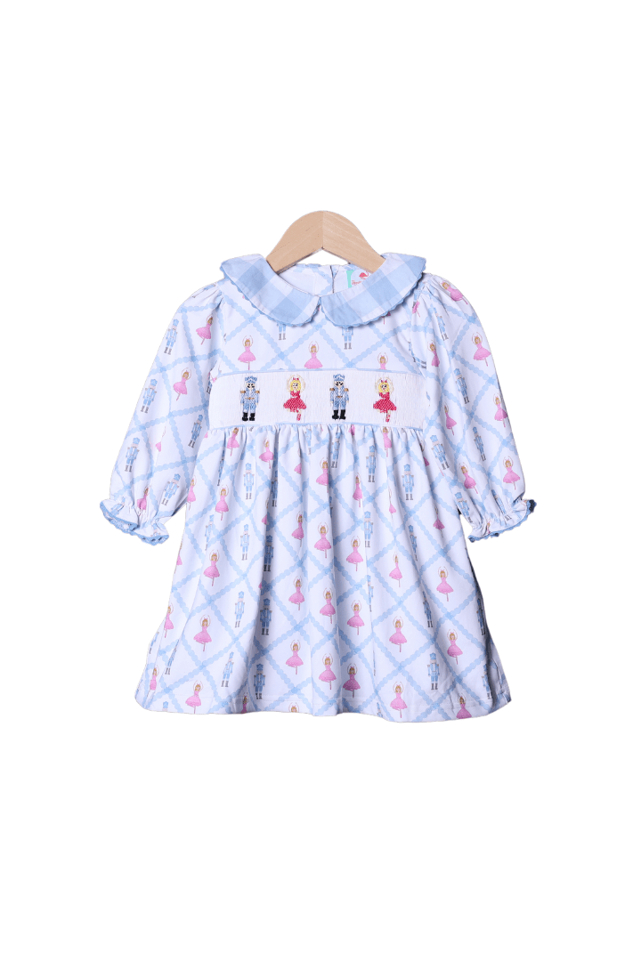 The Smocked Flamingo Apparel & Accessories Smocked Nutcracker Blue Gingham Dress