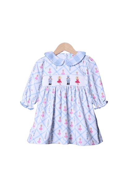 The Smocked Flamingo Apparel & Accessories Smocked Nutcracker Blue Gingham Dress