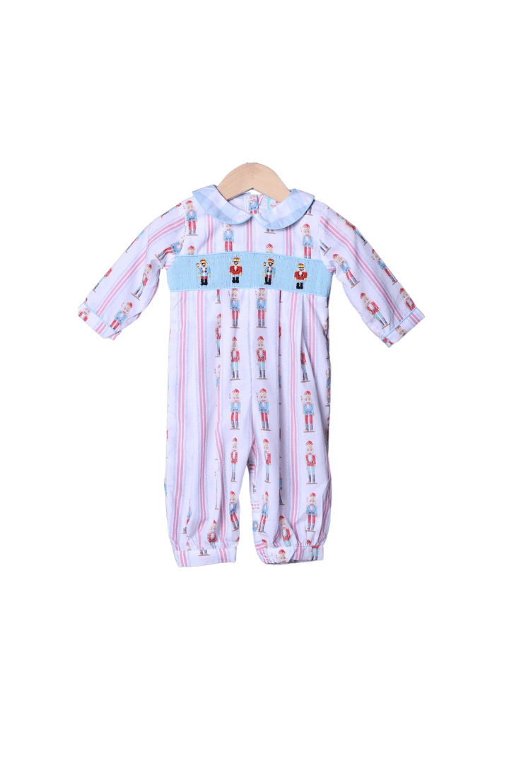 The Smocked Flamingo Apparel & Accessories Smocked Nutcracker Blue Gingham Romper