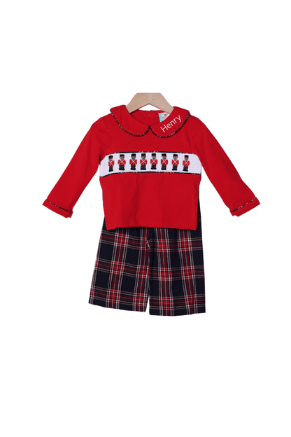 The Smocked Flamingo Apparel & Accessories Smocked Nutcracker Tartan Plaid Pant Set