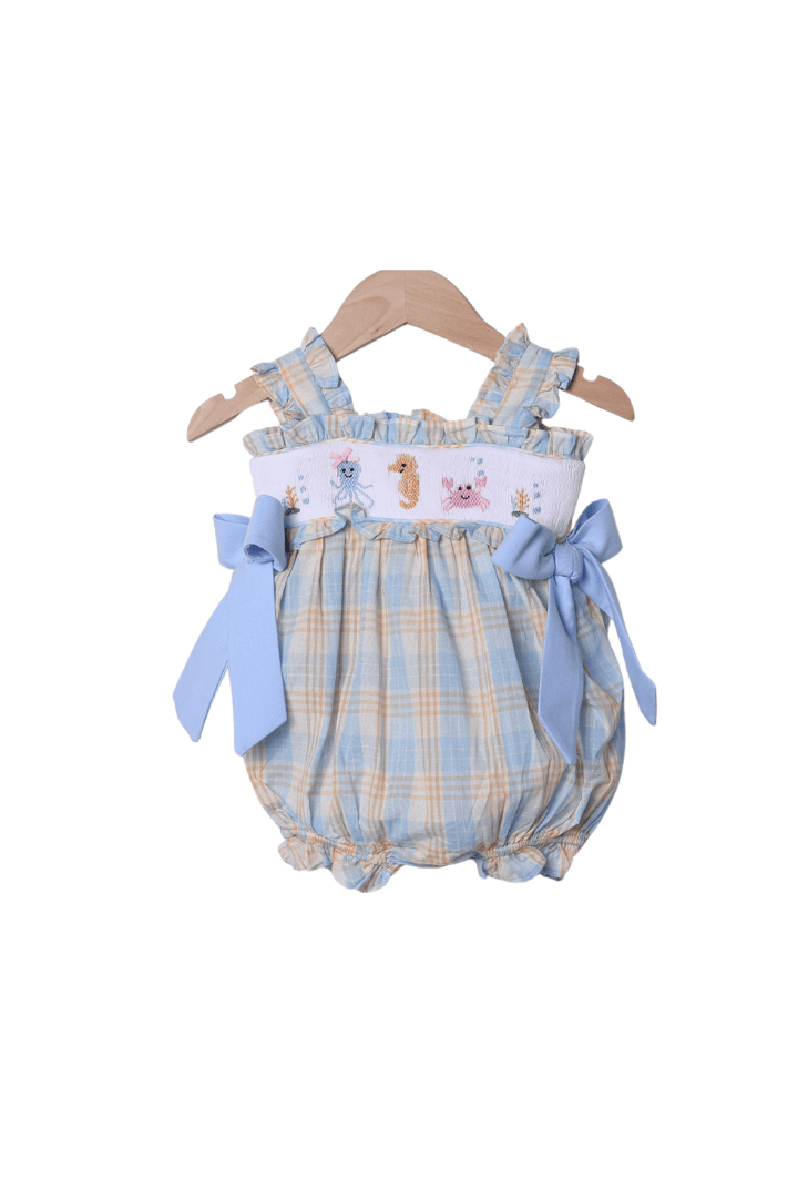 The Smocked Flamingo Apparel & Accessories Smocked Ocean Creatures Plaid Bow Bubble