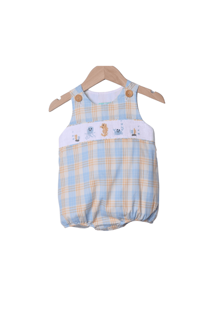 The Smocked Flamingo Apparel & Accessories Smocked Ocean Creatures Plaid Bubble