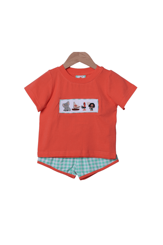 The Smocked Flamingo Apparel & Accessories Smocked Ocean Friends Gingham Short Set