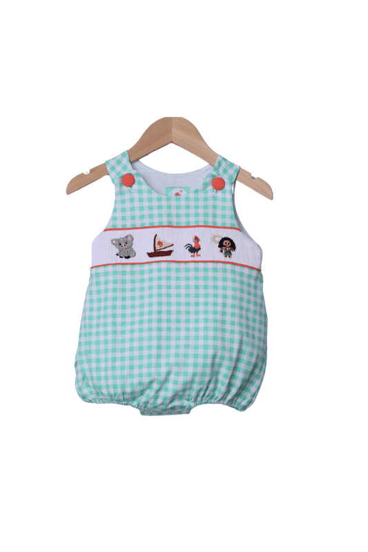 The Smocked Flamingo Apparel & Accessories Smocked Ocean Friends Mint Gingham Bubble