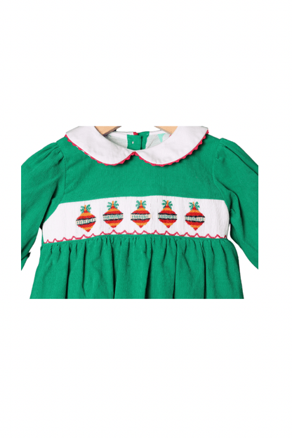 The Smocked Flamingo Apparel & Accessories Smocked Ornament Green Corduroy Bubble