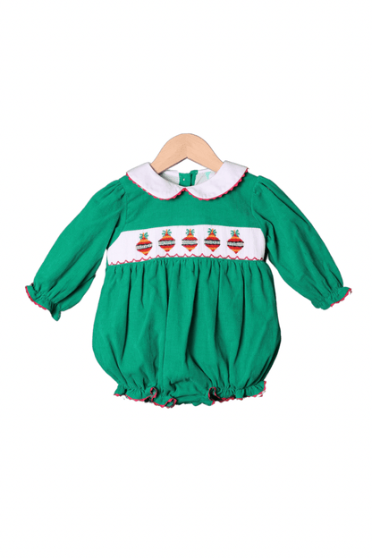 The Smocked Flamingo Apparel & Accessories Smocked Ornament Green Corduroy Bubble