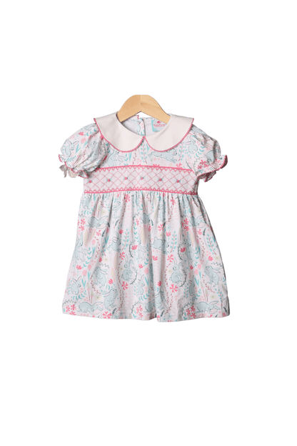 The Smocked Flamingo Apparel & Accessories Smocked Pastel Bunny Heirloom Dress