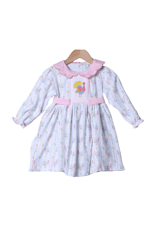 The Smocked Flamingo Apparel & Accessories Smocked Pastel Turkey Dress