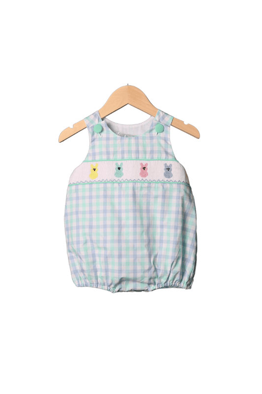 The Smocked Flamingo Apparel & Accessories Smocked Peep Mint Plaid Bubble