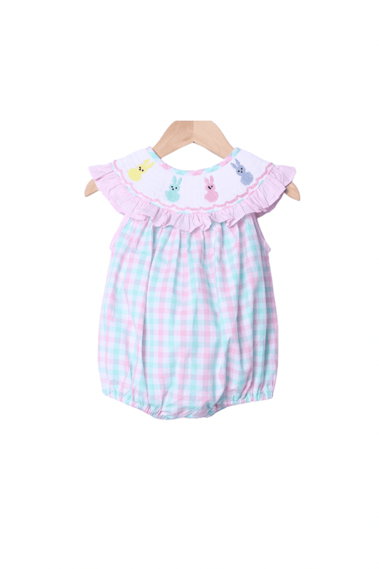 The Smocked Flamingo Apparel & Accessories Smocked Peep Pastel Plaid Ruffle Bishop Bubble