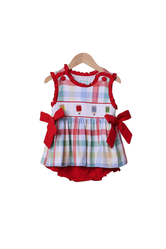 The Smocked Flamingo Apparel & Accessories Smocked Pencils School Plaid Bloomer Set