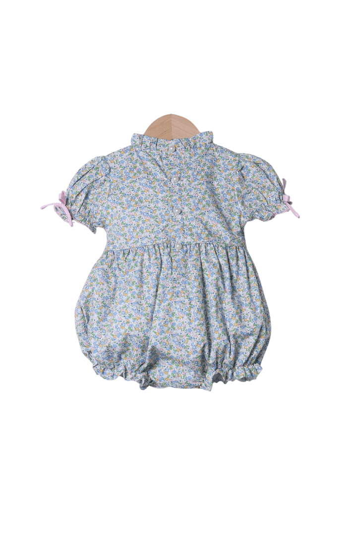 The Smocked Flamingo Apparel & Accessories Smocked Pink and Blue Floral Bubble