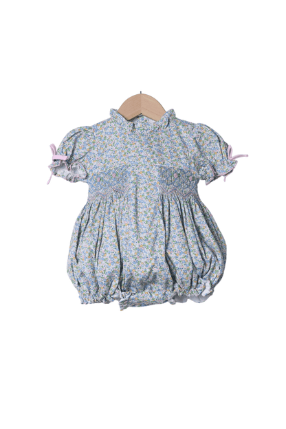 The Smocked Flamingo Apparel & Accessories Smocked Pink and Blue Floral Bubble