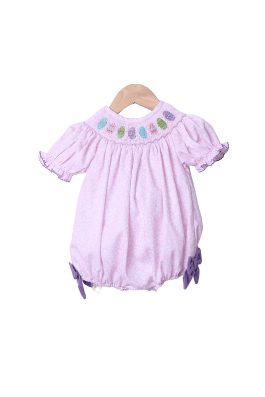 The Smocked Flamingo Apparel & Accessories Smocked Pink Floral Easter Egg Bubble