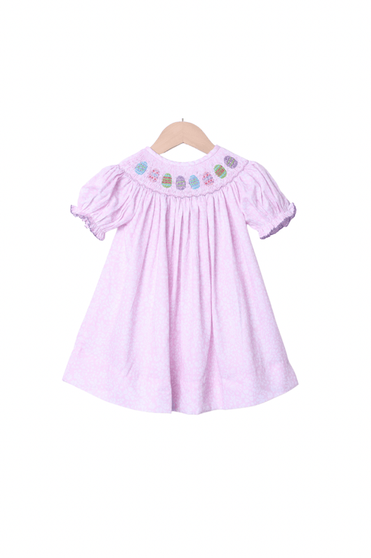 The Smocked Flamingo Apparel & Accessories Smocked Pink Floral Easter Egg Dress