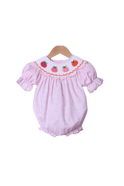 The Smocked Flamingo Apparel & Accessories Smocked Pink Floral Pumpkin Bubble