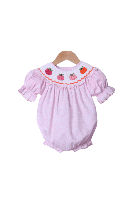 The Smocked Flamingo Apparel & Accessories Smocked Pink Floral Pumpkin Bubble