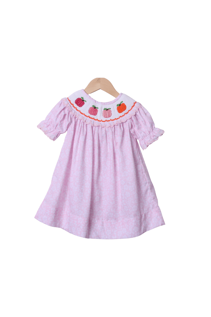 The Smocked Flamingo Apparel & Accessories Smocked Pink Floral Pumpkin Dress