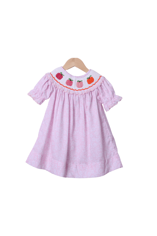 The Smocked Flamingo Apparel & Accessories Smocked Pink Floral Pumpkin Dress
