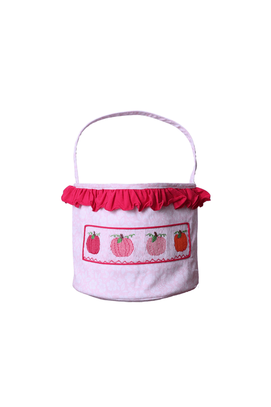 The Smocked Flamingo Apparel & Accessories Smocked Pink Floral Pumpkin Treat Basket