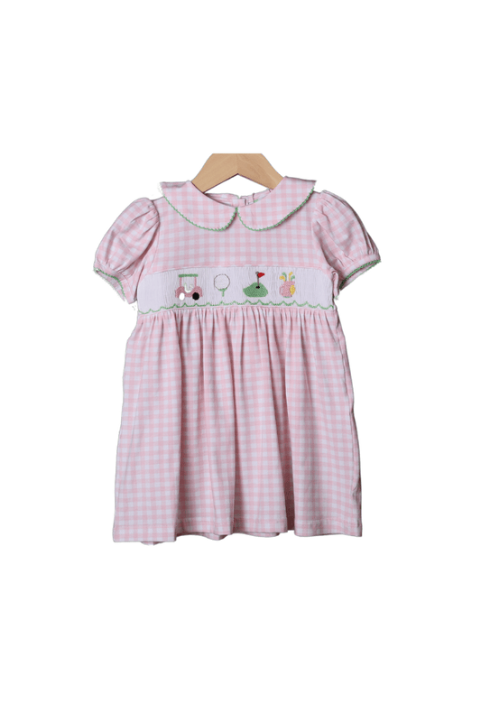 The Smocked Flamingo Apparel & Accessories Smocked Pink Gingham Golf Dress