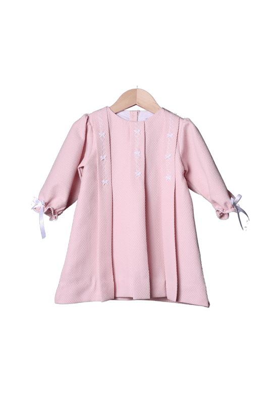 The Smocked Flamingo Apparel & Accessories Smocked Pink Honeycomb Bow Dress