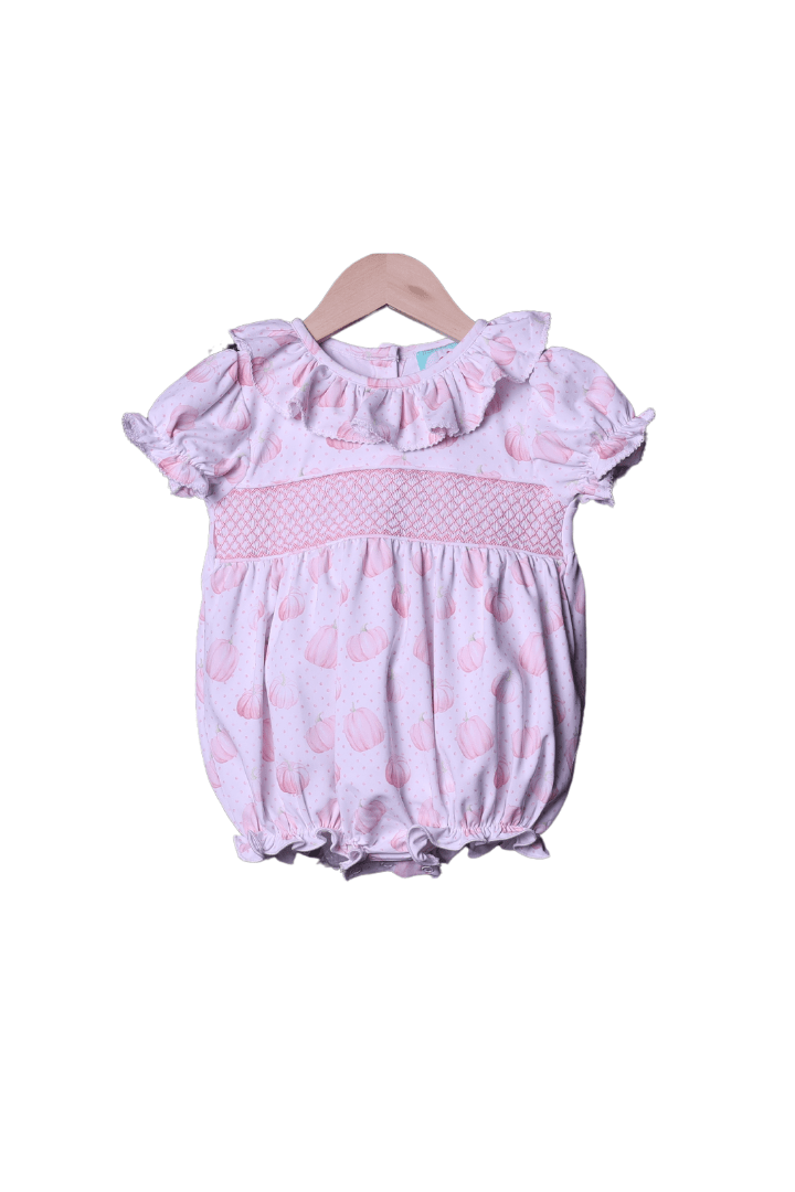 The Smocked Flamingo Apparel & Accessories Smocked Pink Knit Pumpkin Bubble