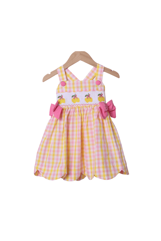 The Smocked Flamingo Apparel & Accessories Smocked Pink Lemonade Scalloped Dress