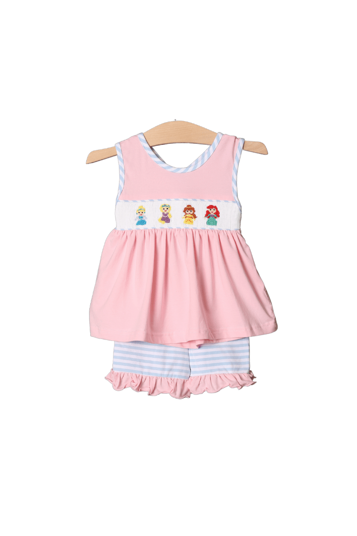 The Smocked Flamingo Apparel & Accessories Smocked Pink Princess Bow Set