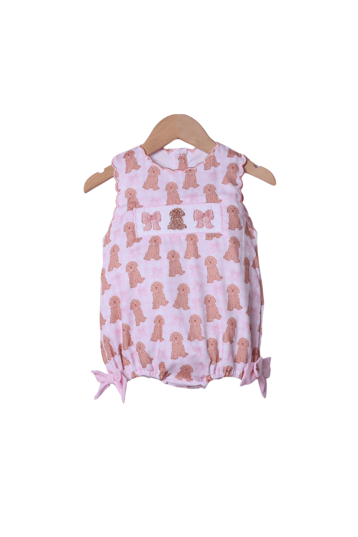 The Smocked Flamingo Apparel & Accessories Smocked Pink Pups and Bows Bubble