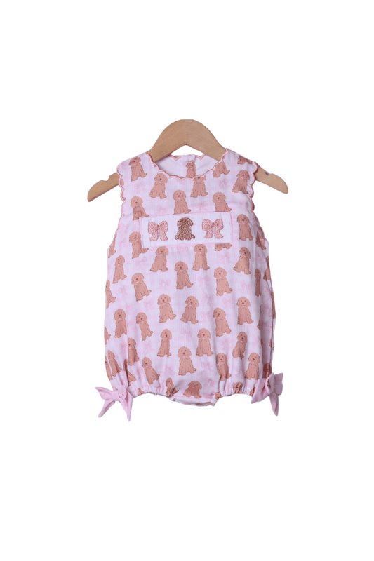 The Smocked Flamingo Apparel & Accessories Smocked Pink Pups and Bows Bubble
