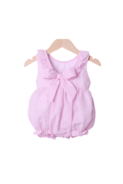 The Smocked Flamingo Apparel & Accessories Smocked Pink Seersucker Bunny Bubble