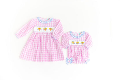 The Smocked Flamingo Apparel & Accessories Smocked Pink Seersucker Turkey Bubble