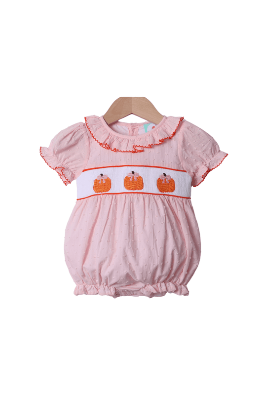 The Smocked Flamingo Apparel & Accessories Smocked Pink Swiss Dot Pumpkin Bubble