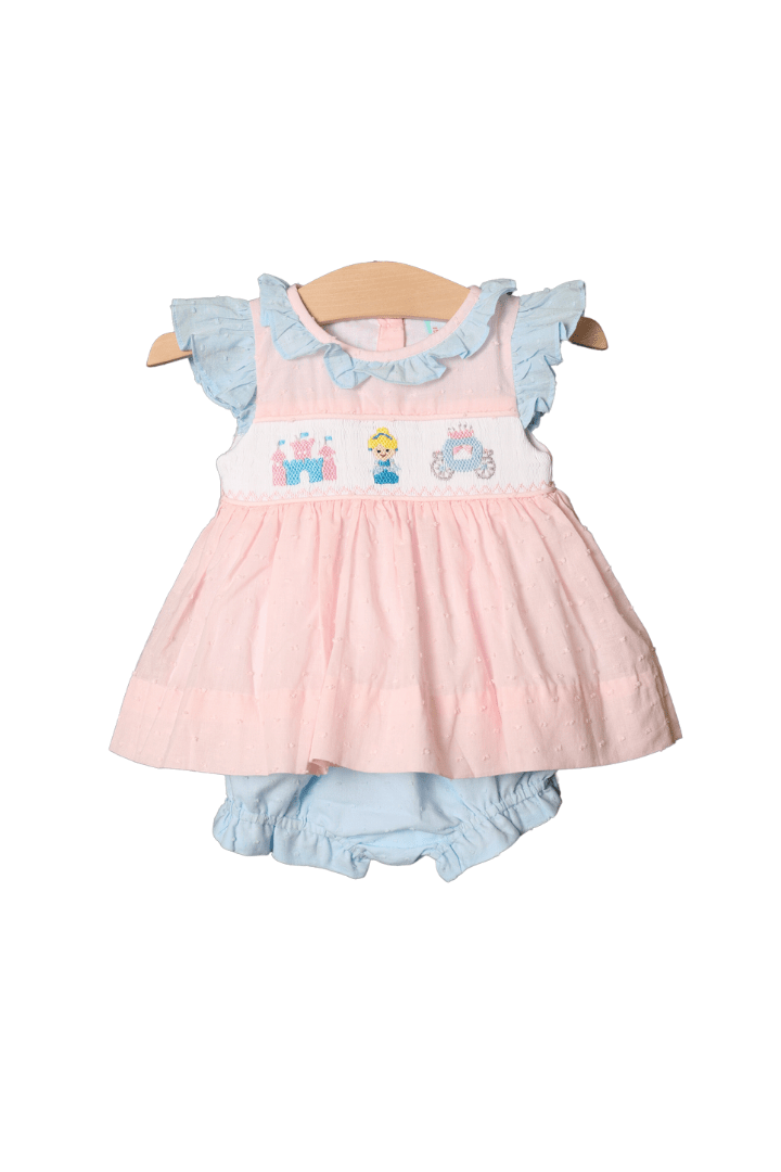 The Smocked Flamingo Apparel & Accessories Smocked Princess Castle Swiss Dot Bloomer Set