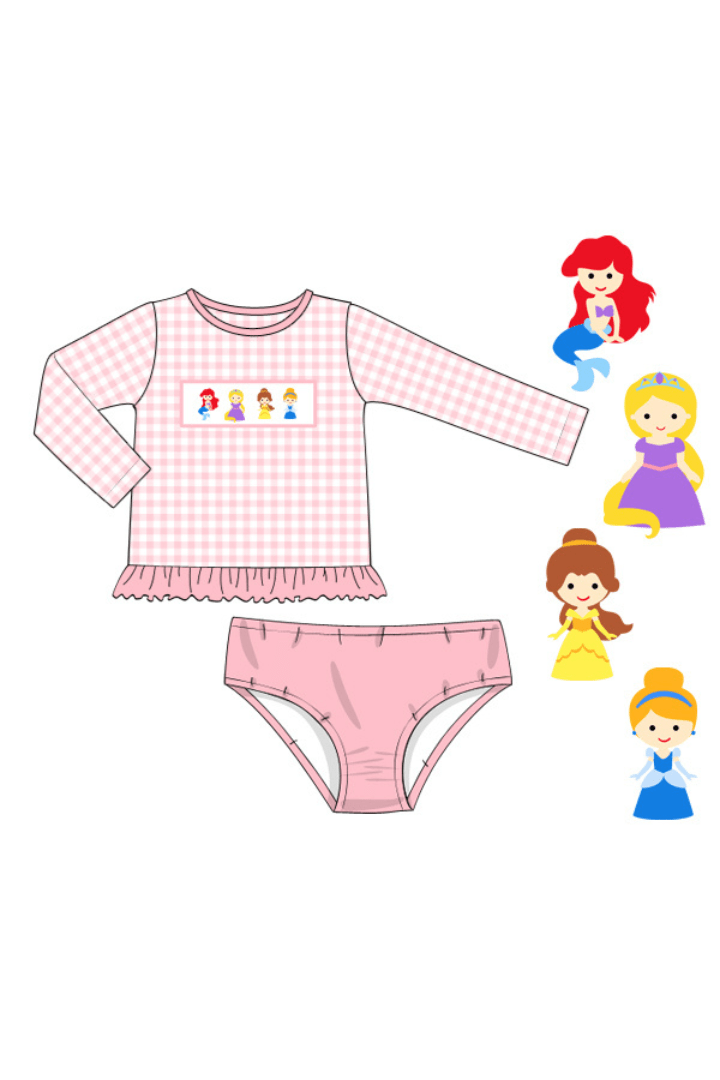 The Smocked Flamingo Apparel & Accessories Smocked Princess Pink Gingham Swimsuit