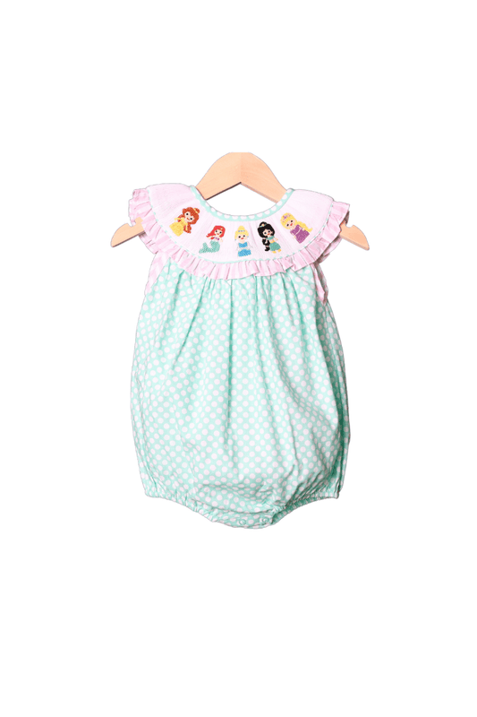 The Smocked Flamingo Apparel & Accessories Smocked Princess Polka Dot Bishop Bubble